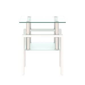 Modern Tempered Glass Tea Table, End Square Table For Living Room