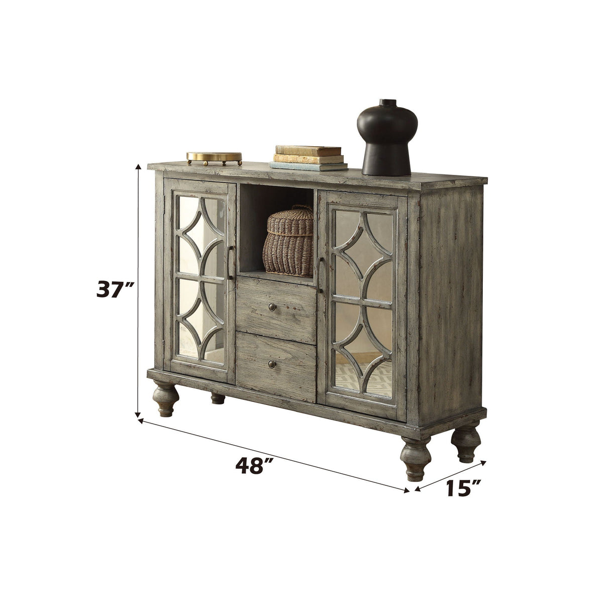 Velika - Weathered Console Table With 1 Open Compartment Storage - Gray - Best Buy Furniture