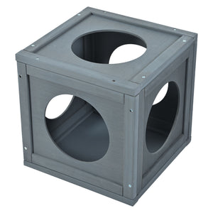 Outdoor Cat House With Shelves And Weather Protection, Removable Wood Boxes - Gray