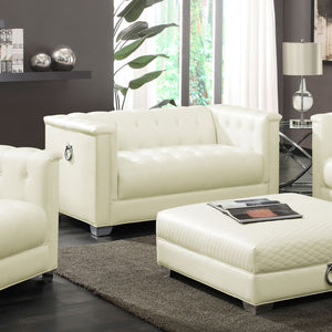 Earline - Upholstered Track Arm Loveseat - White