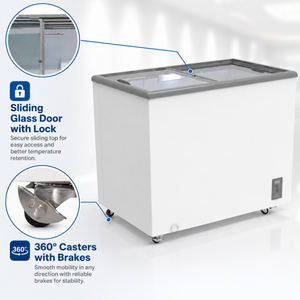 7.0 Cu.Ft Commercial Display Chest Freezer Inverter Energy Saving Ice