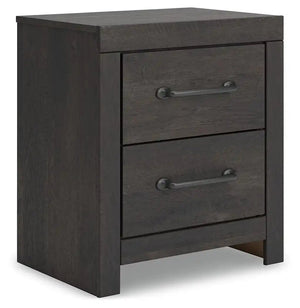Hollivern - Two Drawer Night Stand - Dark Gray - Best Buy Furniture