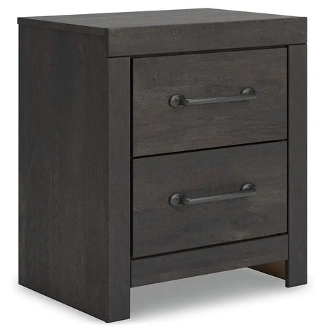 Hollivern - Two Drawer Night Stand - Dark Gray - Best Buy Furniture