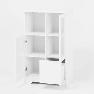 Modern Cabinet With Glass Doors And Drawer