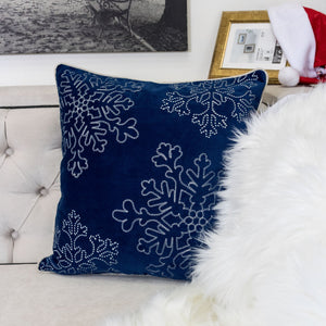 Blue Velvet Holiday Throw Pillow 20x20