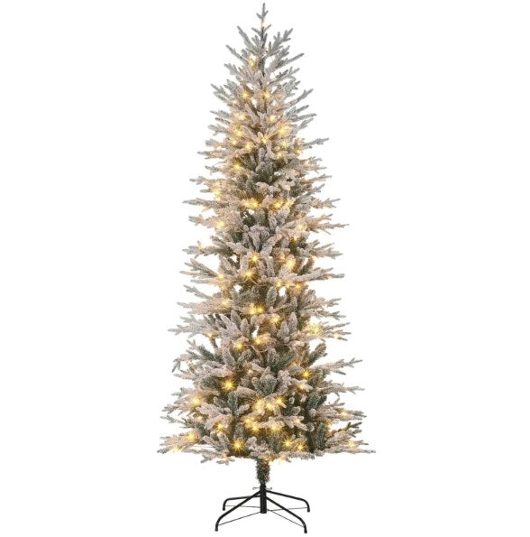 Christmas Trees with Snow Branches - Pre Lit Artificial Flocked