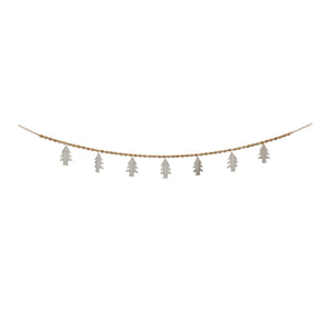 Wood Beaded Wool Tree Garland (Set of 2)
