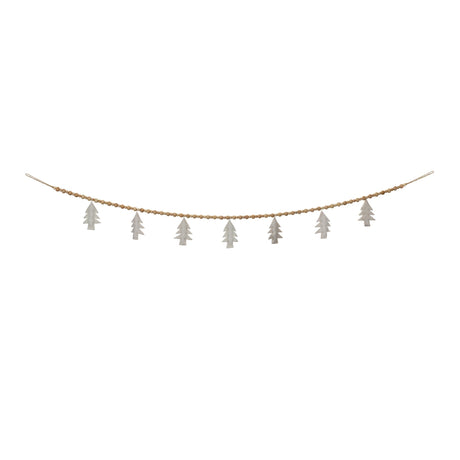 Wood Beaded Wool Tree Garland (Set of 2)