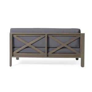 Aura - 2 Piece Outdoor Set With X Back Left Bench And Corner - Dark Gray