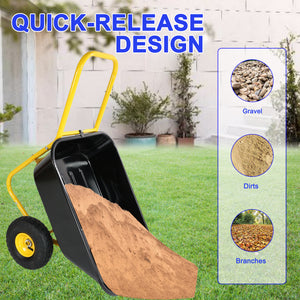 Two-Wheeled Barrow, Garden Cart with 10-Inch Pneumatic Wheels