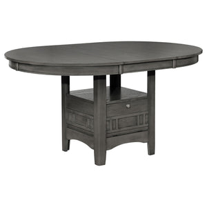 Lavon - Oval Extension Leaf Dining Table With Built In Storage - Gray