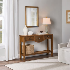 52'' Fluted Wood Console Table with 3 Drawers
