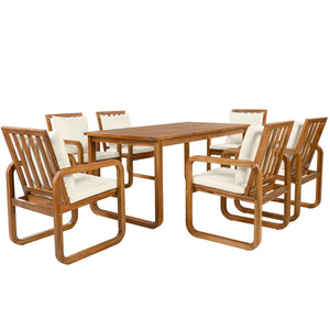 7 Piece Outdoor Patio Dining Set With Removable Cushions