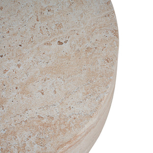 Outdoor / Indoor, Lightweight Concrete Side Table With Travertine - Beige