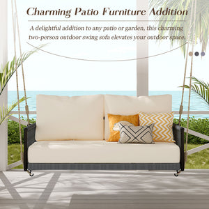 Outdoor Swing Sofa With Soft Cushions For Patio - Beige