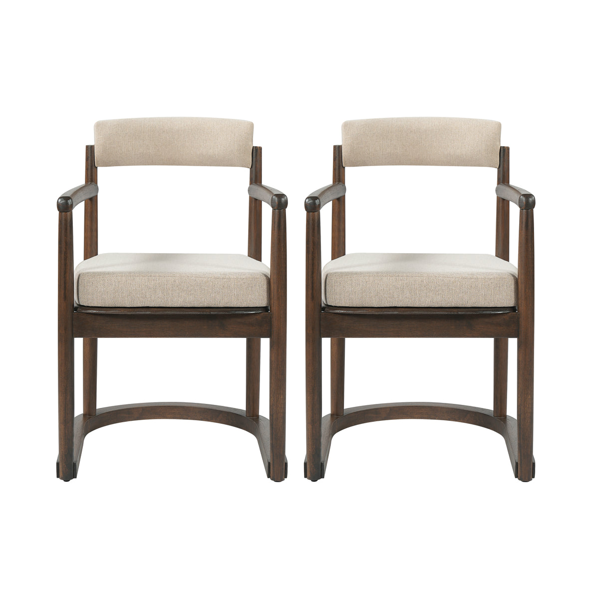 2 Pack Rubberwood Dining Arm Chairs