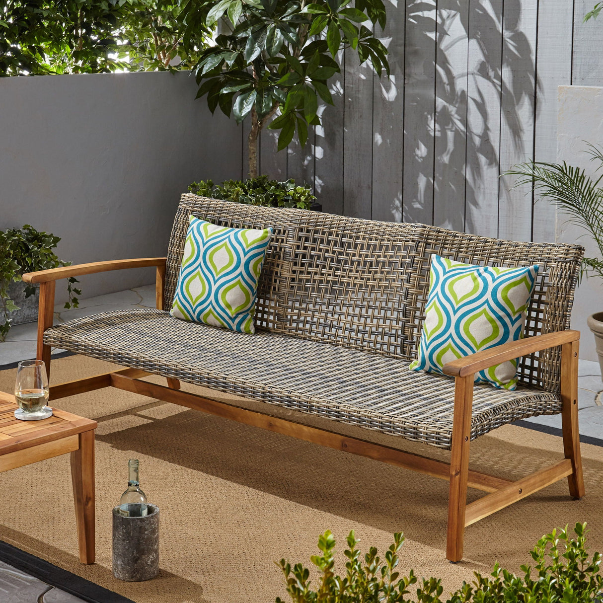 Outdoor 3 Seater Sofa With Rattan Cover - Gray - Best Buy Furniture