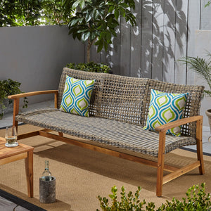 Outdoor 3 Seater Sofa With Rattan Cover - Gray - Best Buy Furniture