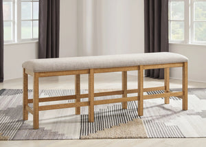 Havonplane - XL Counter Height Upholstered Dining Bench - Brown - Best Buy Furniture