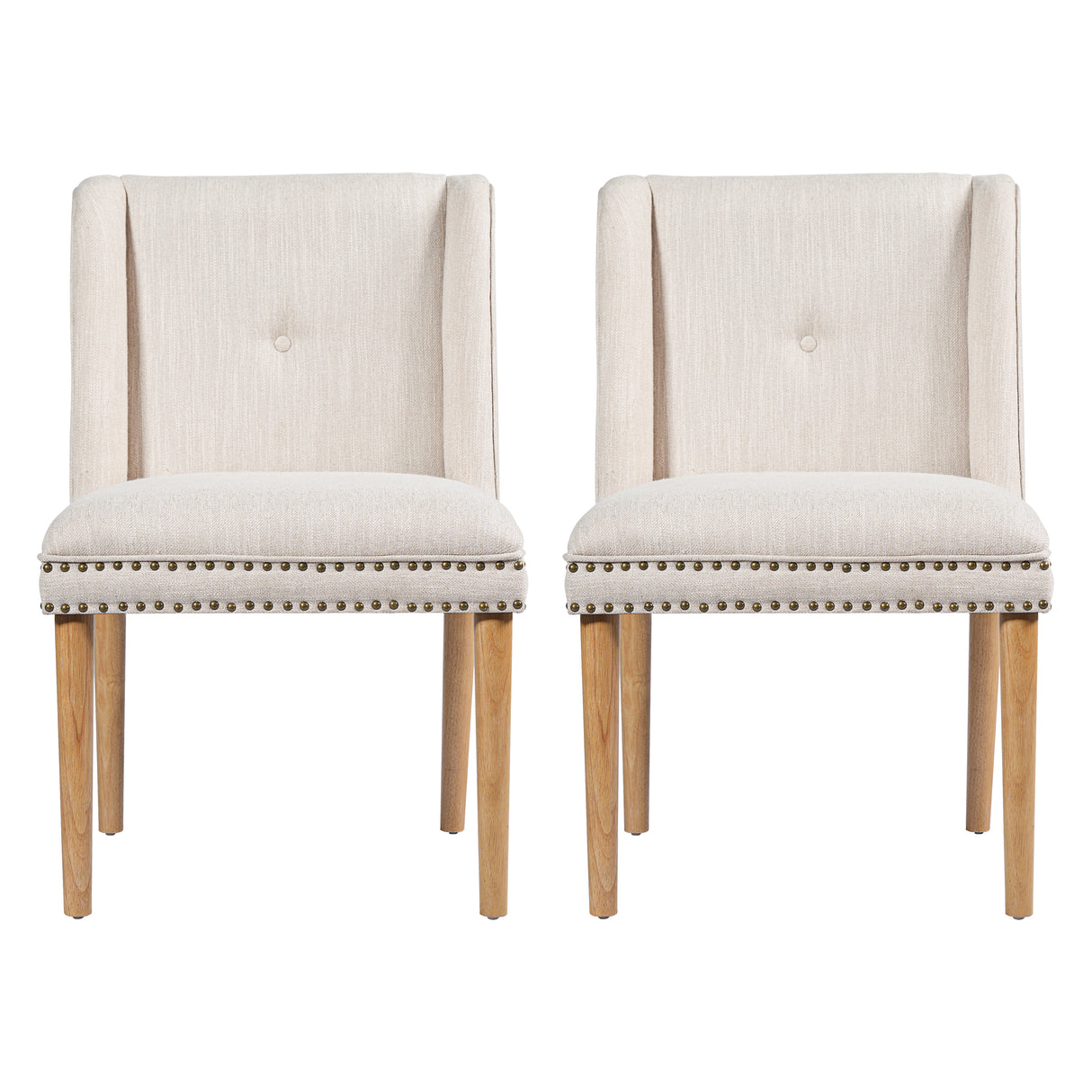 Light Luxury Rivet Upholstered Dining Chair Set of 2