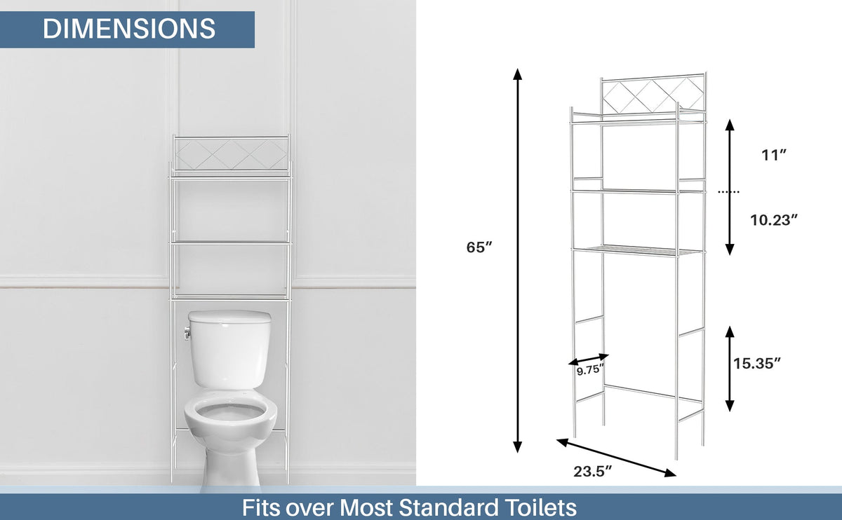 J&V TEXTILES 3-Shelf Metal Bathroom Organizer Over The Toilet, Bathroom Space Saver