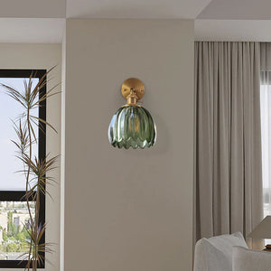 Vintage Brass Tulip Glass Wall Sconce 1-Light Classic Wall Light