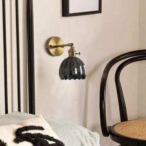 Vintage Brass Tulip Glass Wall Sconce 1-Light Classic Wall Light
