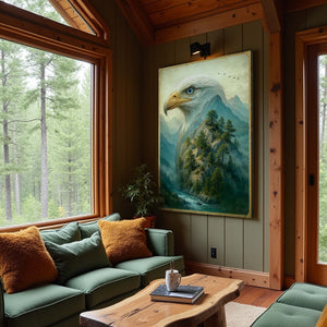 Eagle Over The Canyon Double Exposure Wall Art