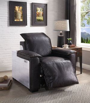 Misezon - Top Grain Leather Power Motion Recliner - Dark Brown - Best Buy Furniture