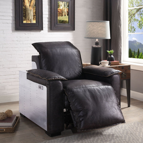 Misezon - Top Grain Leather Power Motion Recliner - Dark Brown - Best Buy Furniture