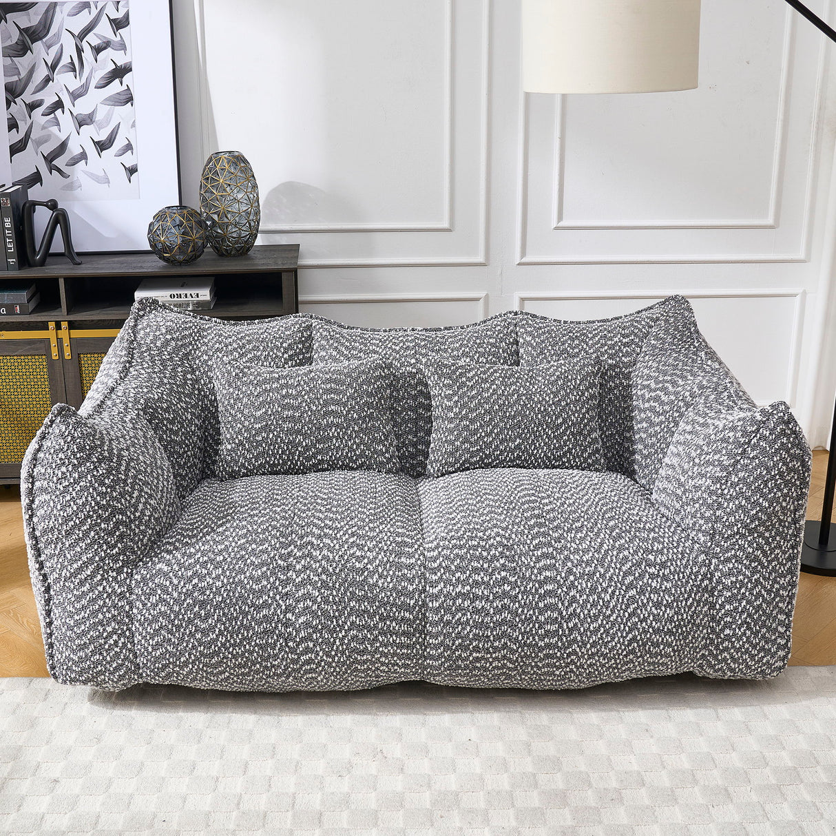 Comfortable Dual Beanbag Chair With High Resilience Foam Core For 2 People