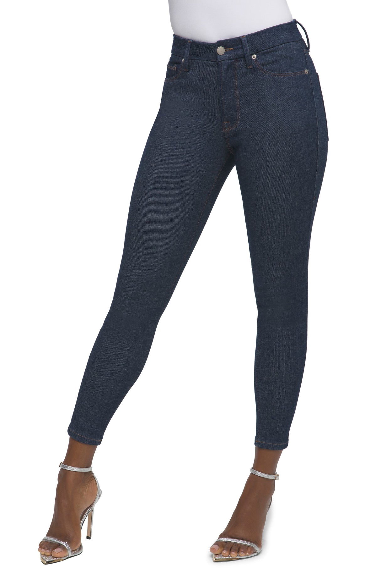 Good American Always Fits Ankle Skinny Jeans in Deep Blue 004 , Size 6-12