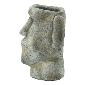 Easter Island Cement Planter with Iconic Sculpture Design - Gray