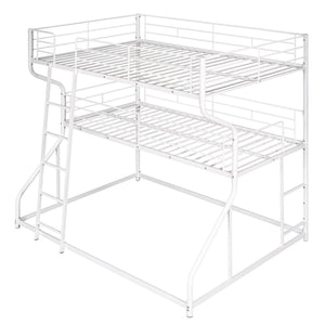 Industrial Triple Bunk Bed With Dual Ladders Frame, Space Saving Design