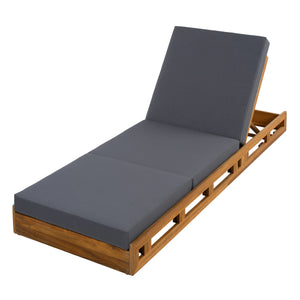 Lounge Chaise Set, Acacia Solid Wood with Lounge Cushion
