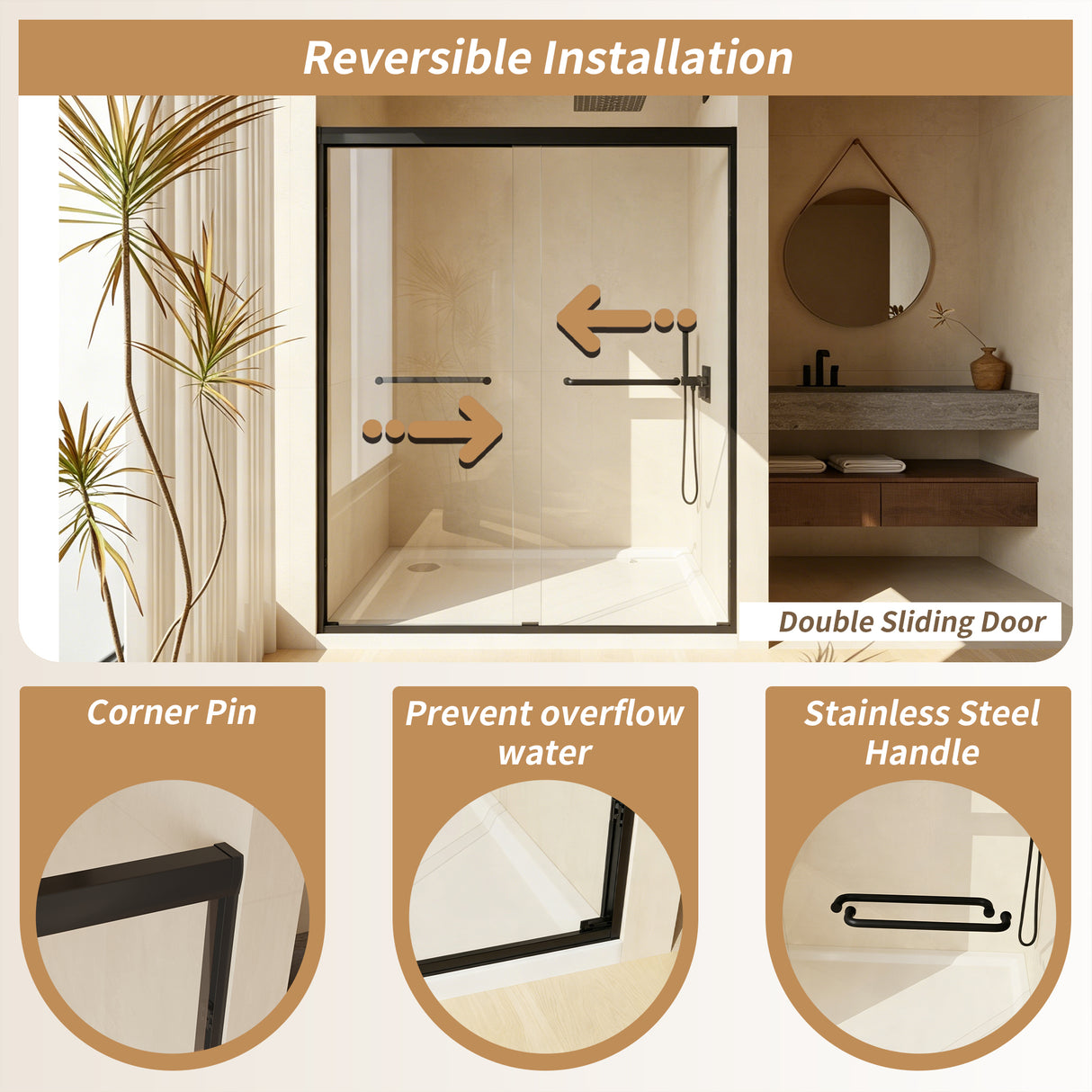 Aluminum Frame Double Sliding Shower Door
