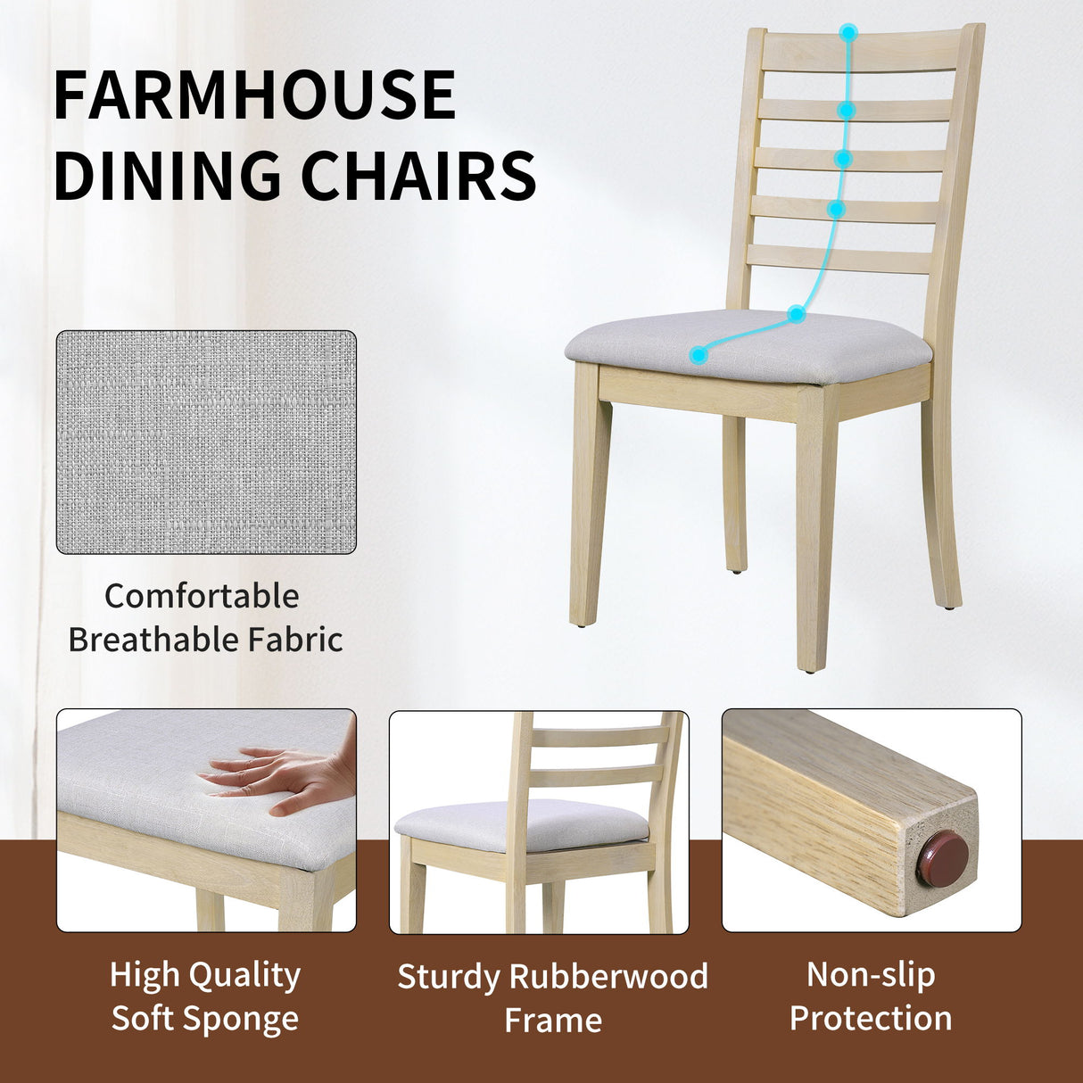 Upholstered Armless Chairs With High Ladder Back