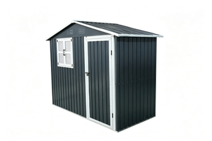 8x4 Foot Outdoor Metal Storage Shed with Openable Window, Coal Grey
