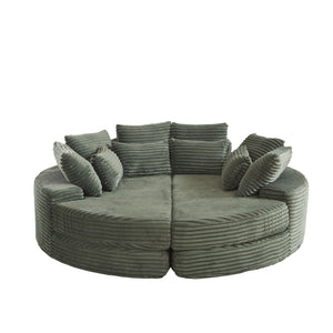 Round Oversized Sofa Bed With 5 Throw Pillows