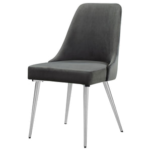 Padded Side Chair Of 2) With Upholstered Seat And Polished - Gray