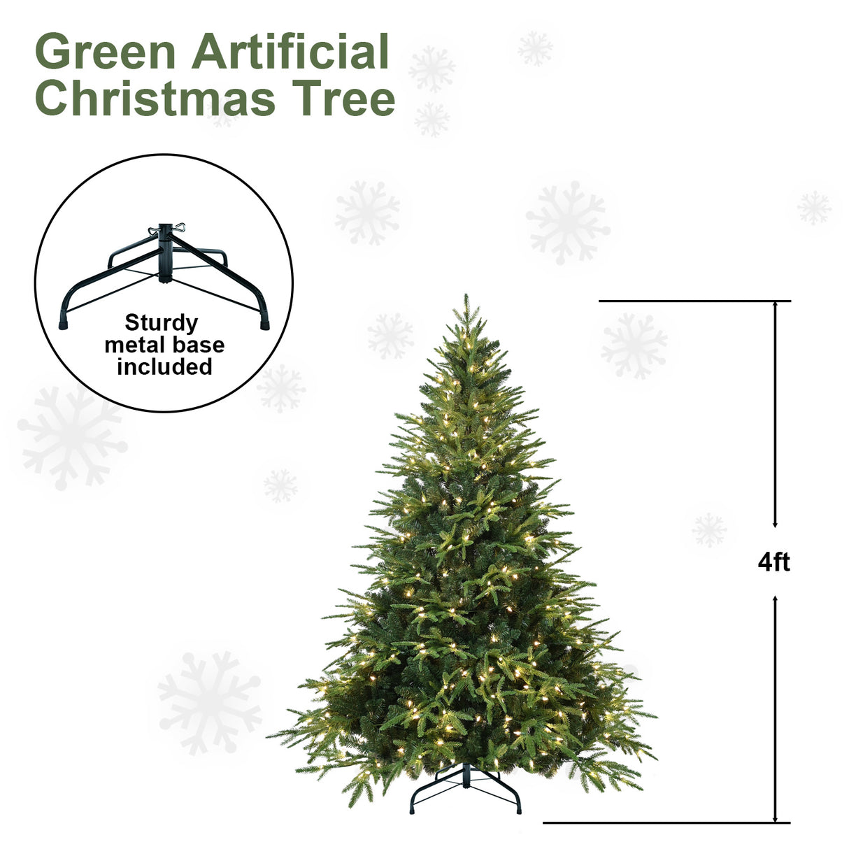 4ft Pre-Lit Artificial Christmas Tree with 150 Warm Lights