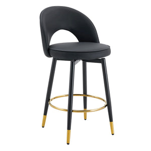 Modern Upholstered 360° Rotatable Bar Chair With Metal Legs For Dining Room (Set of 2)