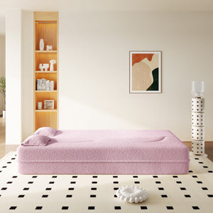 Modern Floor Sleeper Sofa Bed With 2 Pillows, Convertible Twin Size Folding Mattress For Living Room