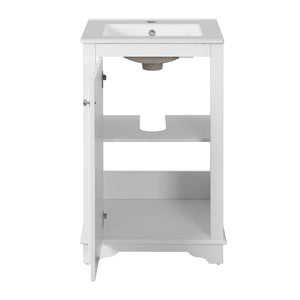 Bathroom Vanity With Sink, Freestanding Single Cabinet Set, Soft Close Door, Adjustable Shelf