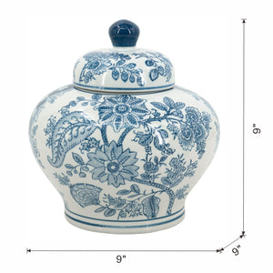D9.1x9.1" Porcelain Lidded Jar
