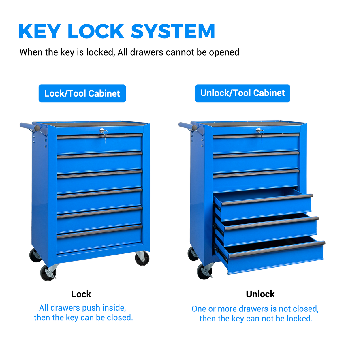 Rolling Metal Tool Chest with 6 Drawers - Blue