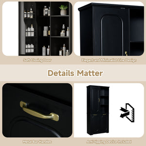 Freestanding Tall Storage Cabinet With 2 Tilt Out Hampers