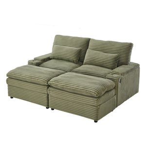 Convertible Loveseat Sofa With Storage, USB Ports, Cup Holders