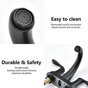 Two Handle 4 Inch Centerset Bathroom Sink Faucet with Pop-Up Drain, Matte