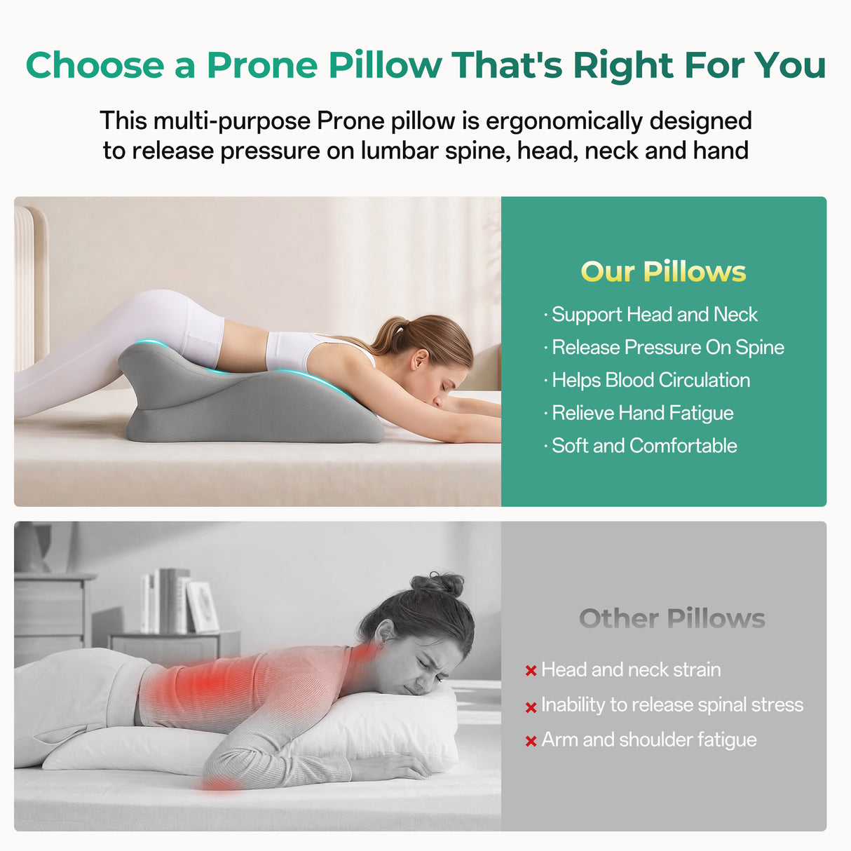 Ergonomic Memory Foam Support Pillow for Couples
